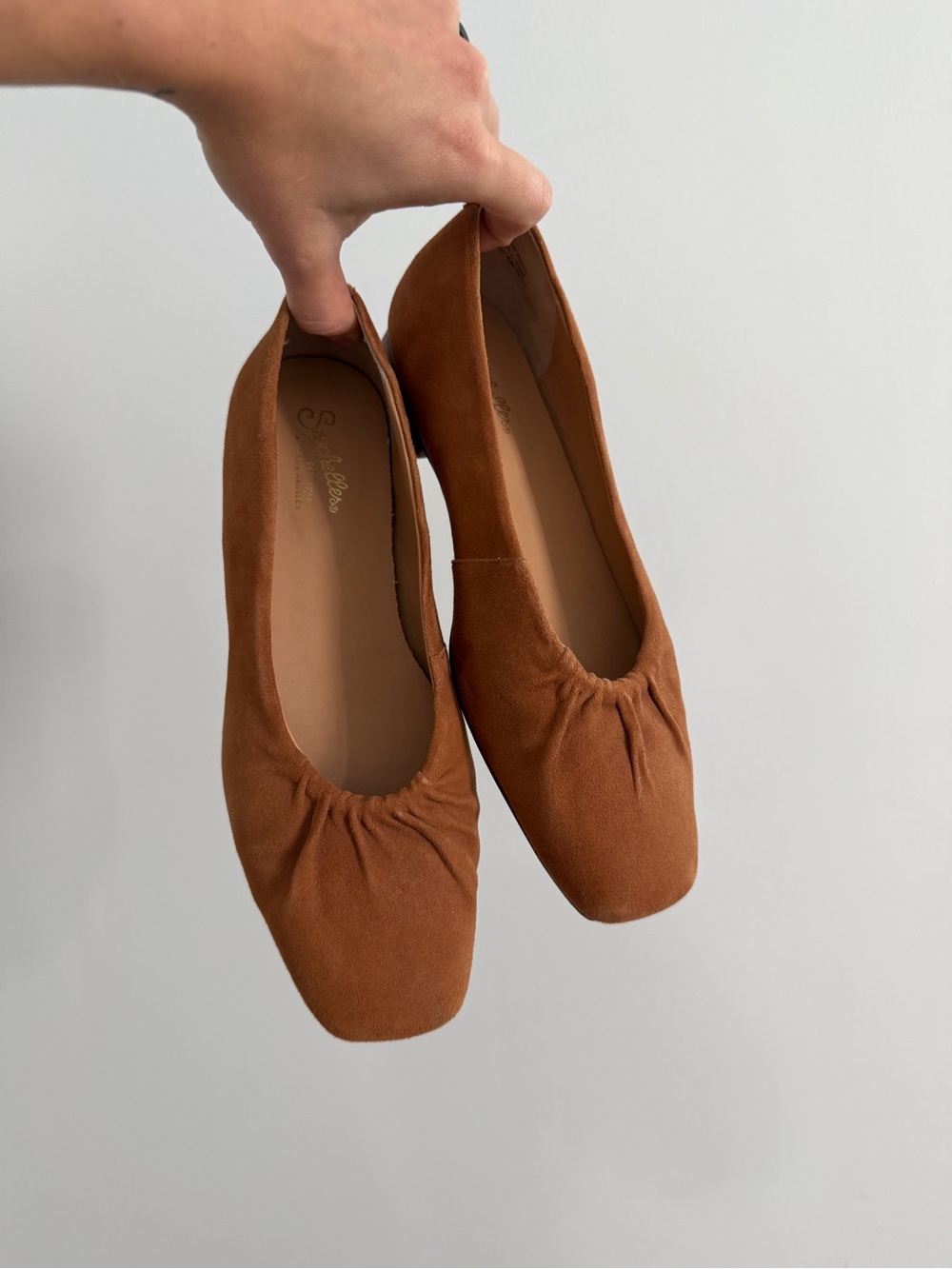 Seychelles Women's The Little Things Suede Ballet Flats in the color Cognac